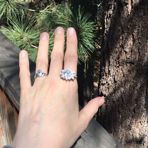 Clear starburst CZ cocktail ring size 7 BOGO